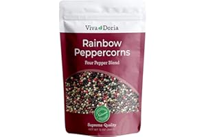 Viva Doria Rainbow Blend Peppercorn, Whole Black Pepper, Whole Green Pepper, Whole Pink Pepper, Whole White Pepper, 12 Oz, for Grinder Refill