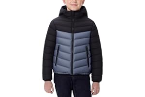 Adigau Manteau d'Hiver Garçon Fille Enfant Veste à Capuche Matelassé Blouson Chaud Coupe-vent Doudoune Légère Confortable 7-16 Ans