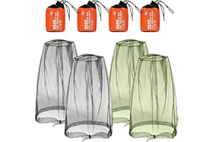 DBALL 4 Pièces Chapeau de Moustiquaire Filet Anti-Insectes pour Visage avec 4 Sac de Transport pour Outdoor Camping et Voyage Moustique Couvre Masque Maillé Apiculteur Amateurs de Plein