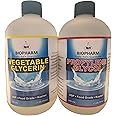 Biopharm Propylene Glycol and Vegetable Glycerin – Pack of 2 PG and VG – 500 ml Food-Grade Kosher Liquids – Pure Vegetable Glycerin Kit for Fragrances and Cosmetics – Dispensing Caps Included