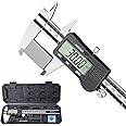 Digital Vernier Caliper, Preciva 150mm Electronic Caliper Measuring Tool with LCD Screen, Precision Micrometer Stainless Steel with Mm/Inch Conversion, Splash Resistant, Silver and Black