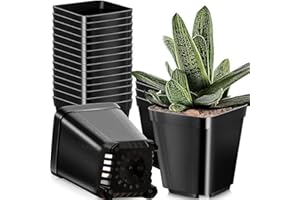 Ledeak Nursery Pots 40Pcs Plastic Plant Pots 10cm Seed Starting Pots Square Nursery Seedlings Pots Flower Plant Container with Drainage Holes for Succulents Seedlings Cuttings (White)