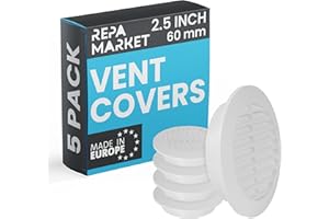 Repa Market 60 mm, 5 pezzi, colore bianco, griglia di ventilazione rotonda con protezione dagli insetti, copertura per tubo di ventilazione HVAC riscaldamento, raffreddamento, aria condizionata