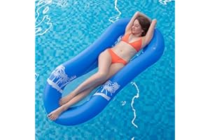 MYIR JUN Myir Bouee Piscine Adulte avec Tête à Flotteur, Semi-immergé Recliner Lounge Filet Matelas Gonflable Jouets de Piscine pour Adultes Enfants Plage Extérieur Lounger