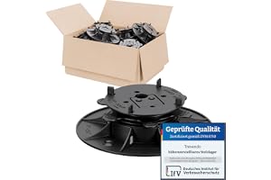25 stycken Trevendo Clever Line styllager (25–40 mm) – höjdjusterbara – för stenplattor, WPC- och träplankor – lastkapacitet upp till 500 kg – inklusive fogkors och L-adapter