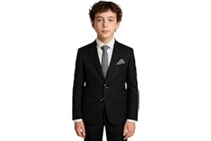 SIRRI Boys' 7-Piece Self-Patterned Suit Set – Slim Fit Wedding Special Occasion Outfit