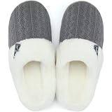 Ninecifun House Slippers For Women On Memory Foam Indoor Outdoor Fuzzy Slippers (Lightblue,Size 11-12