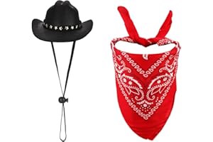 PEUTIER Kostium kowboja, psa i kota, kostium na Halloween, akcesoria dla małych zwierząt domowych (czarny, czerwony)