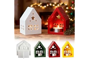 Silikonformen Gipsformen zum Gießen Weihnachten, VDSOW Silikonform Haus 3d, Gießformen Silikon Häuser mit Fenster DIY Silikonform Weihnachten Kerzenhalter für Handgefertigte Kerzen Seifen