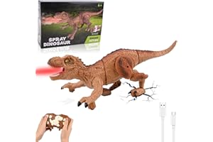 GuKKK Dinosaure Télécommandé Vélociraptor Réaliste, Jouet Dinosaure Telecommandé Enfant, Rechargeable, avec Son et lumière, Marche, Rugit,Twist, Cadeau d'anniversaire de 3-12 Ans Garçons (Marron café)