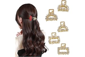 BSITSSS 5 Pezzi Mini Mollette Capelli Donna, Metallo Pinzette Capelli, Perle Mollette Capelli Donna, Diamanti Cristallo Piccole Pinze per Capelli, Mollette Capell per Donne e Ragazze