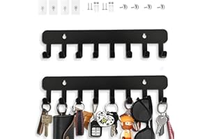 Echehi 2pcs Key Hooks Self Adhesive, Key Holder for Wall with 8 Hooks to Hang Keyrings, Coat, Umbrella, Sunglasses, Jewelry Necklaces