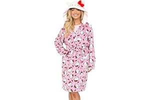 Hello Kitty Girls Pink Fleece Dressing Gown Fleece Hooded Kids Robe