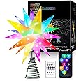 Christmas Tree Decorations, Smart Christmas Star Tree Topper, Bluetooth App Control Music Sync Color Changing LED Christmas Light for Christmas Tree, Porch, Bedroom, Garden, Patios (A 9.8in)