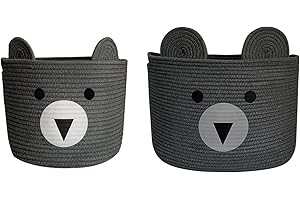 Bigepige Cesta de almacenamiento de juguetes, cesta de lavandería para niños, plegable, cesta de cuerda tejida para bebé, dormitorio, caja de almacenamiento de juguetes para niños y niñas y gatos (M)