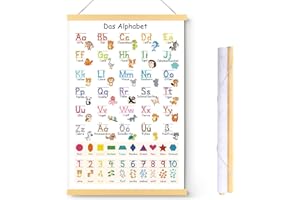 Yoosso ABC Poster Für Kinder, 40 X 60cm Alphabet Poster Lernposter Grundschrift Buchstaben Zahlen Lernen Für Kindergarten Grundschule Vorschule Einschulung Geschenke