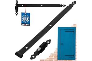 KOTARBAU® Nastro per la ricarica con ganci, 600 mm, in acciaio verniciato a polvere, con cuscinetti a sfera, cerniera nera sinistra e destra, per porta in legno