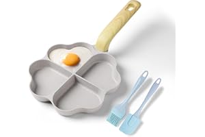 RIOVARM A 4 fori A forma di cuore Padella per uova Antiaderente In granito Padelle piccole Induzione Padella Creativo Carino Padella per frittata senza PFOA Sana Pancake Padella per la colazione