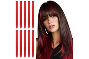 Sofeiyan Extensiones de cabello de colores 10pcs Colorido Clip en extensiones de cabello Resaltando niñas 22 pulgadas Pelo sintético liso DIY Decoración de cabello Cosplay Fiesta de moda