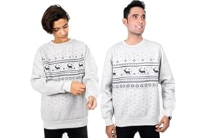 NOROZE Men's Boys Matching Christmas Sweatshirt Novelty Let it Snow Elf Reindeer Ugly Sweater Unisex Family Xmas Jumper Dad Son Top UK Sizes 7 Years-XXL