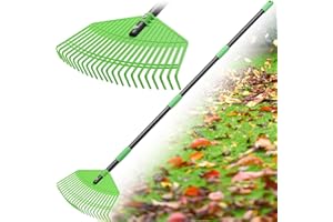 LAIDER HEROS Rechen, 145cm Laubrechen mit Verstellbar Stiel mit Verstärkten 23Zinken, 42cm Große Fläche Gartenrechen Laubharke Rasenrechen aus Kunststoff zum Reinigen von Pflanzen, Rasen und Hof