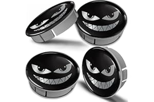 Biomar Labs 4 x 60mm Kunststoff Nabenkappen Kappen Schwarz Silber Felgendeckel Radkappen Radnabendeckel Nabendeckel Böses Lächeln Auto Tuning CS 28
