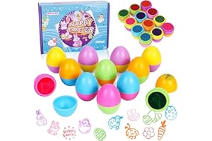Funmo 12 Pièces Tampons Enfants, Tampons Oeufs de Pâques, Tampons de Pâques Animaux Multicolore Cachet Auto Encrage Cadeau Tampons Jouet de Enfants