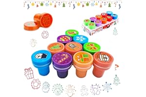 ENAIAH Navidad Sellos Niños, 10 Piezas Conjunto de Sellos Animales Navidad Estampillas de Tinta, Sellos de Entintado de Animales, sellos pretintados para niños Regalos Navideños