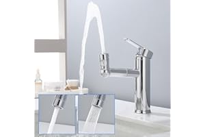 HOMELODY Mitigeur Lavabo Rotatif Robinet Lavabo pour Salle de Bain Robinet Vasque Acier inoxydable Robinetterie Chrome