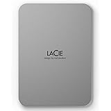 LaCie Mobile Drive, 4TB, Unità disco portatile esterna - Argento lunare, USB-C 3.2, per PC e Mac, con piano Tutte le applicaz