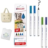 Edding 4600 tekstil kalemi - siyah, mavi, a&ccedil;ık mavi, a&ccedil;ık yeşil, şark mavisi - 5'li set - yuvarlak u&ccedil; 1 mm - tekstil &uuml;zerine 