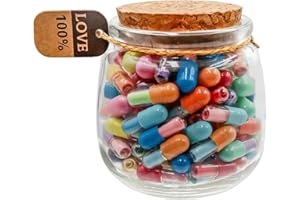 Prounion Capsule Letters Message in a Glass Bottle, 100 PCS Capsule Note Messages Pills for Boyfriend/Girlfriend, Love Capsule Letter Message for Anniversary Birthday Valentines Mother's Day