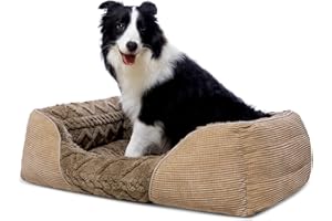 Heymamba Large Dog Bed Clearance, Dog Beds Large Rectangle with Opening & Fluff Outward Design, Calming Dog Bed with 20,000 Rubber Particles Anti Slip Bottom Provides Safety for Labrador, 78×63×23cm