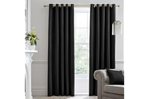 Laurence Llewelyn-Bowen Montrose Black Blackout, W66 x L72 (168 x 183cm), Velvet Living Room & Bedroom, Thermal/Eyelet Curtains, Polyester