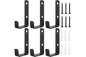 BREANIFULL 6 ganci da parete a forma di J per garage, colore nero, universali, da appendere, per appendere e appendere