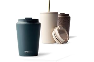 MAMEIDO Termo Cafe 350 ml, Vaso Termico Antigoteo, Taza Termica acero inox sin BPA, Vaso Termo Cafe para llevar (Ocean Bloom)