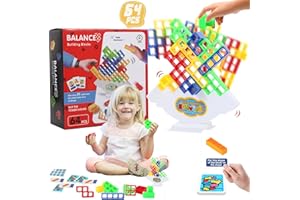 LMTNNB 64Pcs Tetra Tower Game, Balance Stacking Blocks Board Games, Building Blocks Puzzle Toy for Kids ＆ Adults, for 2 Players+ Family Games,and Parties