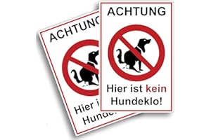 BERPAHOME 2 stück Achtung hier ist kein Hundeklo Schild (20 x 30 cm - 3mm Kunststoff) - Kein Hundeklo - Hunde Verbotsschilder - Hundeschilder - mit UV-Schutz und witterungsbeständig