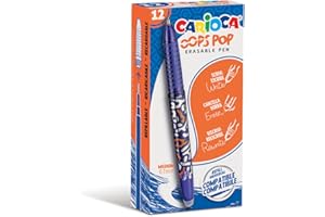 Carioca Bolígrafos borrables Oops Pop Azul | Caja de 12 bolígrafos borrables recargables azul con tinta termosensible |12 piezas