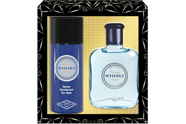 WHISKY Vintage • Coffret Eau de Toilette 100ML + Déodorant 150ML • Vaporisateur • Spray • Parfum Homme • Cadeau • EVAFLORPARIS