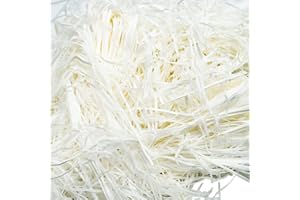 SZXMDKH 100 g Raffia prezent wypełniacz papieru, trawa, rękodzieło, rozdrobniona chusteczka do napełniania kosza, dekoracja prezent, wypełnienie, opakowanie prezentowe DIY, opakowanie na prezent i akcesoria imprezowe (białe)