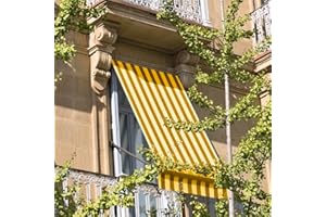 Lovely Tenda da Sole per Esterno, Tenda da Sole per Balconi, Impermeabile, Tenda da Sole a Caduta, 145x250 cm, Telo Ombreggiante, Riduce Luce e Calore, Migliora la Privacy, Fantasia a Righe, Giallo