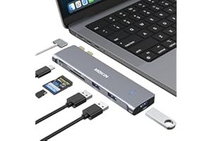 MOKIN USB C Hub,Adaptateur for MacBook Air M1/M2 MacBook Pro 2021/2020/ 2019/2018, 7 en 2 Adaptateur Mac avec 3USB 3.0, 4K@60Hz HDMI, Lecture de Carte SD/TF, Thunderbolt 3 & USB C, Dock USB C for MacBook