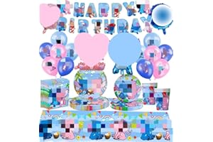 QISHENG Stitc Stoviglie per Feste,Decorazioni Compleanno Stitc, Festa di Compleanno a Tema-Piatti,Happy Brithday Banner ,tazza di carta,Tovaglia