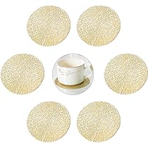 Onderzetters kralen 4 Pack Set Ronde Gouden Coaster Handgemaakt voor Thee Koffiebeker - 10,2 cm
