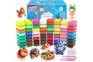 iFergoo Air Dry Clay, 65 Colours Modelling Clay for Kids, Safe and No-Toxic Modeling Clay & Dough, Soft & Stretchable DIY Magic Clay with Tools, Children Boys Girls Toys Gifts