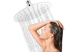 LDERFIV 8 Pulgadas/20cm Rociador para Ducha Redondo Cabezal de Ducha Lluvia de Acero Inoxidable Alcachofa Ducha Antical Ducha de Acero con 360° Ajustable, G1/2'', Plata
