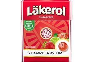 CLOETTA Läkerol (Lakerol) Strawberry Lime - Erdbeere Limette - Original Schwedisch Frucht Zuckerfreier Stevia Pastillen Box 25g x 4 stck