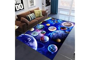 Ganekihedy Tappeto per soggiorno Galassia stellata Tappeto per camera da letto Tappeto per area gioco planetario Zerbino antiscivolo per corridoio (80 x 120 cm)