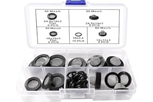 Lyeteung 35 Piezas 1/2 3/4 Pulgada Arandelas de Manguera de Malla, Arandelas Planas de Goma con Filtro, Red de Filtro de Sello de Manguera, para Grifos de Ducha